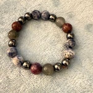 Elegant Multicolor Natural Stone and Hematite Bracelet
